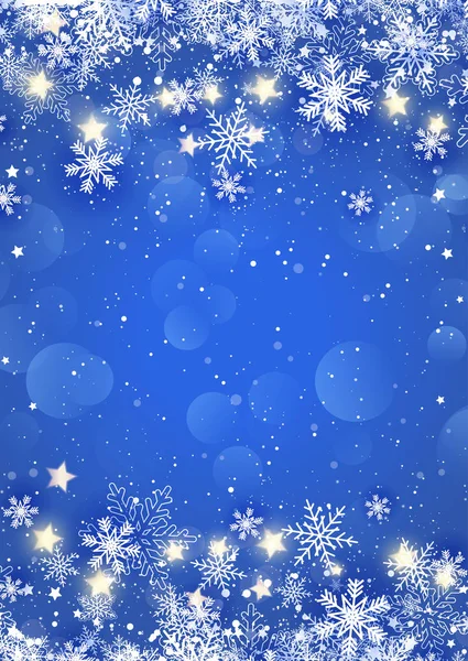 Fondo Navidad Copos Nieve Estrellas — Vector de stock