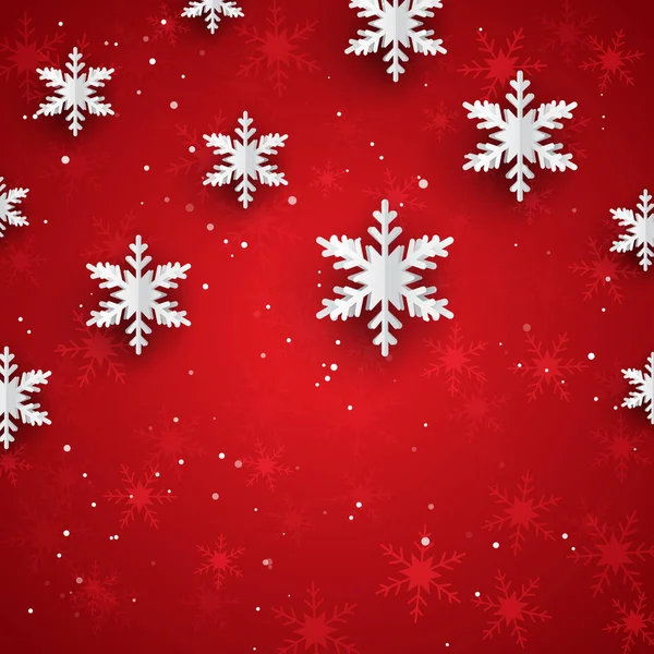 圣诞节背景与3D 样式的纸雪花设计 — 图库矢量图片