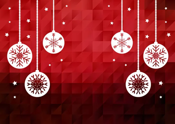 Balles Noël Suspendues Sur Fond Poly Bas — Image vectorielle