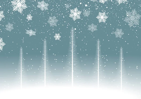 Arbres Noël Sur Fond Flocon Neige — Image vectorielle