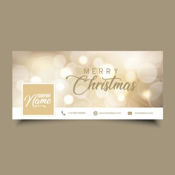 Social Media Timeline Cover Gold Christmas Design — Stock Vector