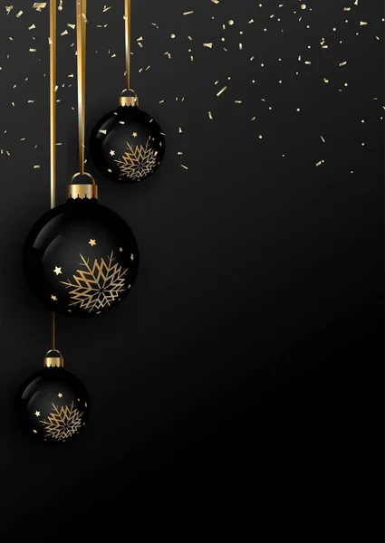 Elegante Natal Bugiganga Fundo Com Ouro Confete —  Vetores de Stock