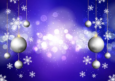 Noel arka plan asılı baubles ve bokeh ışıklar ile