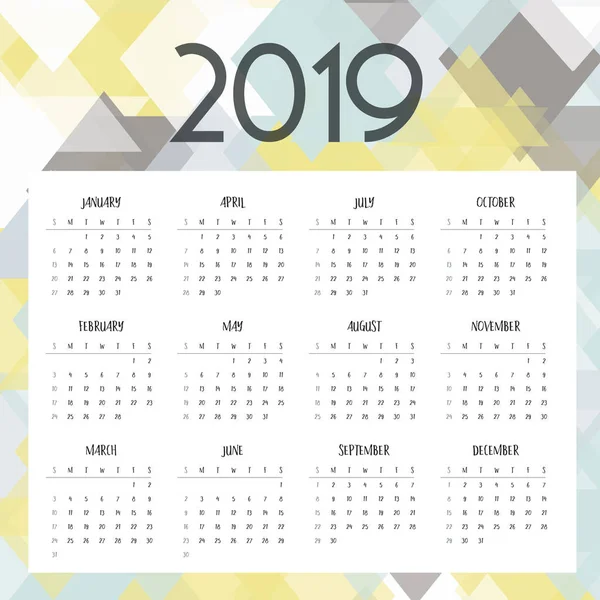Plantilla Calendario Con Diseño Poli Bajo — Archivo Imágenes Vectoriales