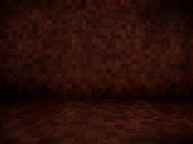 bir grunge iç döşeme zemin ve duvarlar ile 3D render