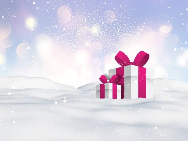 Representación Regalos Navidad Enclavados Nieve —  Fotos de Stock