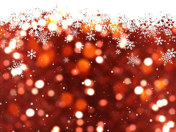 Weihnachten Hintergrund Fallender Schneeflocken Und Bokeh Lichter — Stockfoto