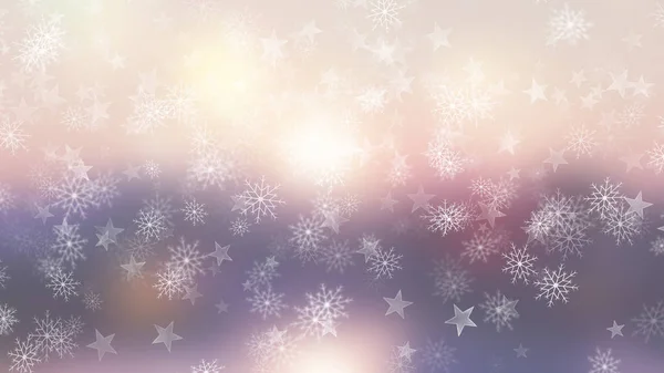 雪と星のクリスマスの装飾的な背景 — ストック写真