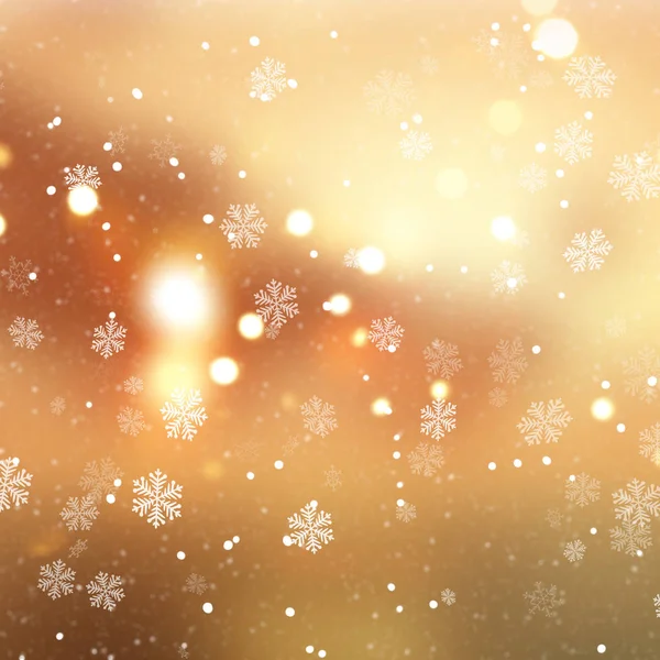 Fundo Natal Dourado Com Flocos Neve Flocos Neve — Fotografia de Stock