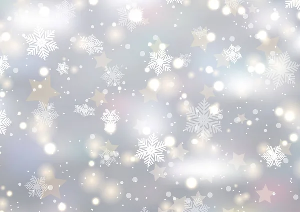 Fond Noël Flocons Neige Étoiles — Image vectorielle