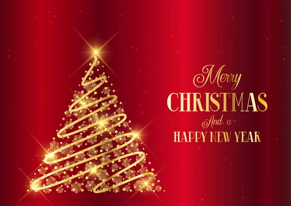 圣诞节背景与金树设计 — 图库矢量图片