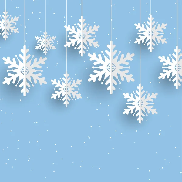 Weihnachten Hintergrund Mit Hängenden Schneeflocken Design — Stockvektor