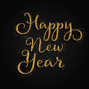 Mutlu yeni yıl arka plan ile altın ışıltılı dekoratif metin