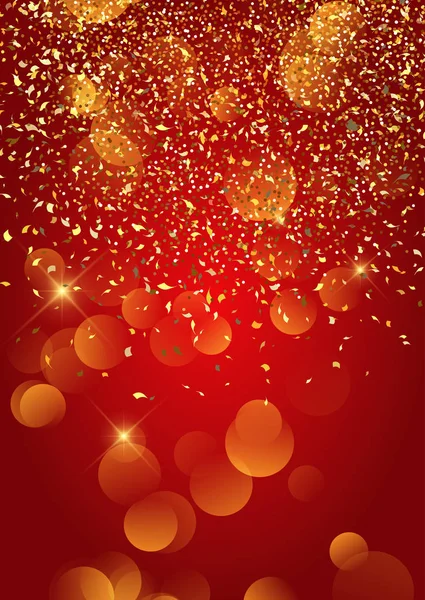 Festivo Confeti Oro Fondo Luces Bokeh — Vector de stock