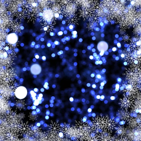 Kerstmis Achtergrond Van Bokeh Lichten Sneeuwvlokken Design — Stockfoto