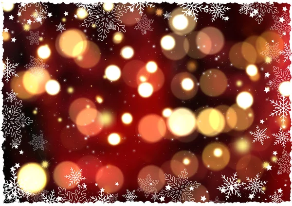 Fondo Navidad Con Borde Copo Nieve Luces Bokeh — Foto de Stock