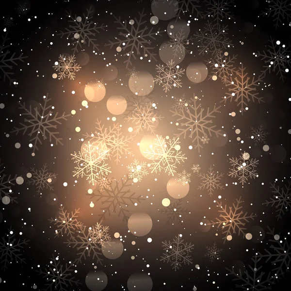 Fond Noël Avec Flocons Neige Lumières Bokeh — Image vectorielle