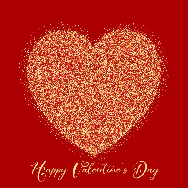 Valentine Day Background Gold Glitter Heart Design — Stock Vector