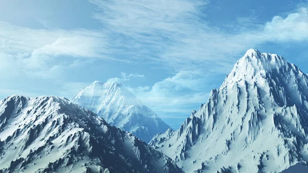 3D render of a snowy mountain range