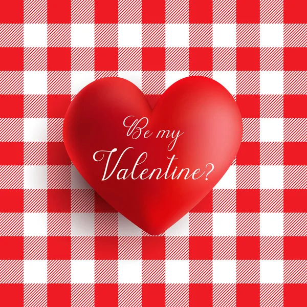 Srdce Valentýna Červené Bílé Gingham Vzor — Stockový vektor