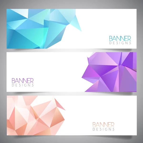 Collection Banners Low Poly Designs — Stock Vector