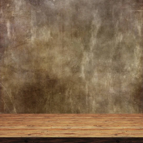 Визуализация Деревянного Стола Разряженном Фоне Гранжа — стоковое фото