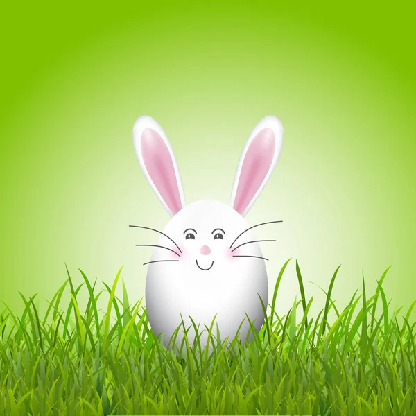 Ładny Easter Bunny Egg Pośród Trawy — Wektor stockowy