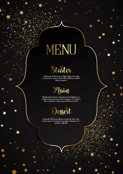 优雅的菜单设计与金光闪闪和明星 — 图库矢量图片