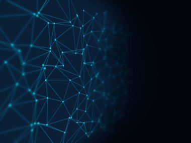 Noktaları ve çizgileri birleştiren soyut bir arkaplanın 3B görüntüsü