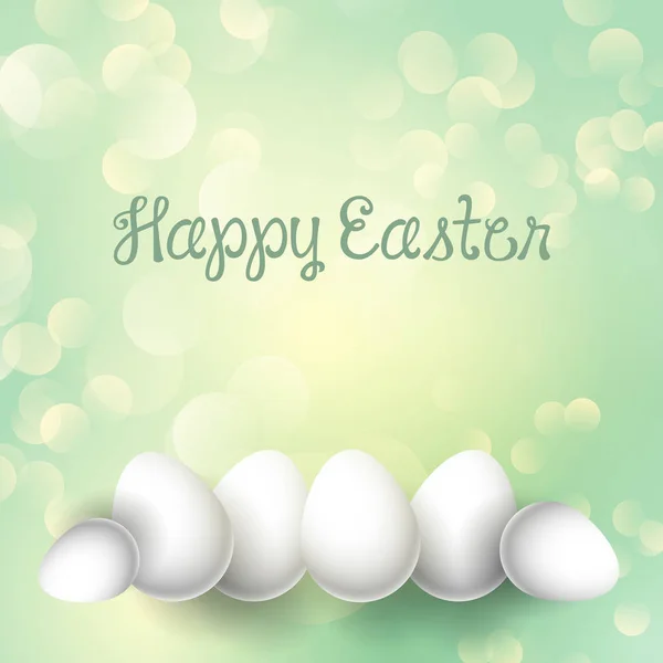 Huevos de Pascua sobre un fondo de luces bokeh — Vector de stock