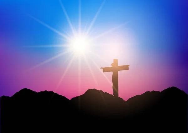 Jesussilhouette auf dem Kreuz — Stockvektor
