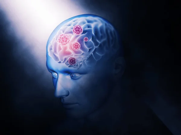 3D medische achtergrond met Brain highlighted — Stockfoto