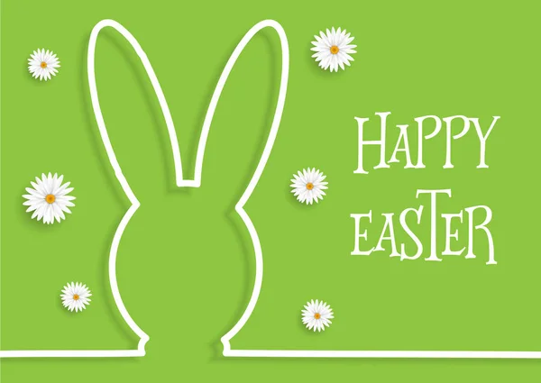 复活节背景与兔子概述和雏菊 — 图库矢量图片
