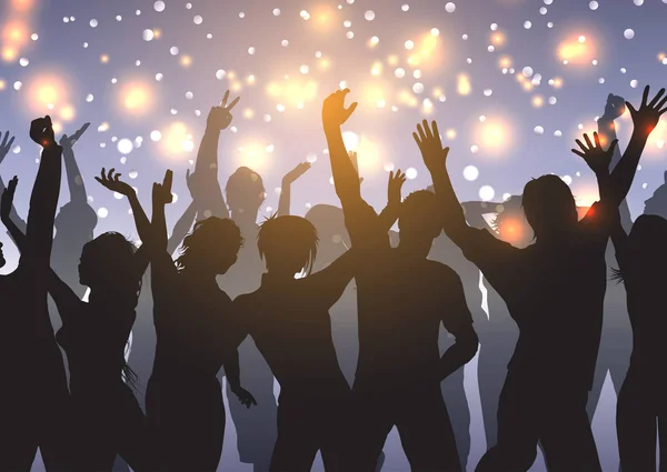 Partyvolk auf Bokeh-Lichtern Hintergrund — Stockvektor