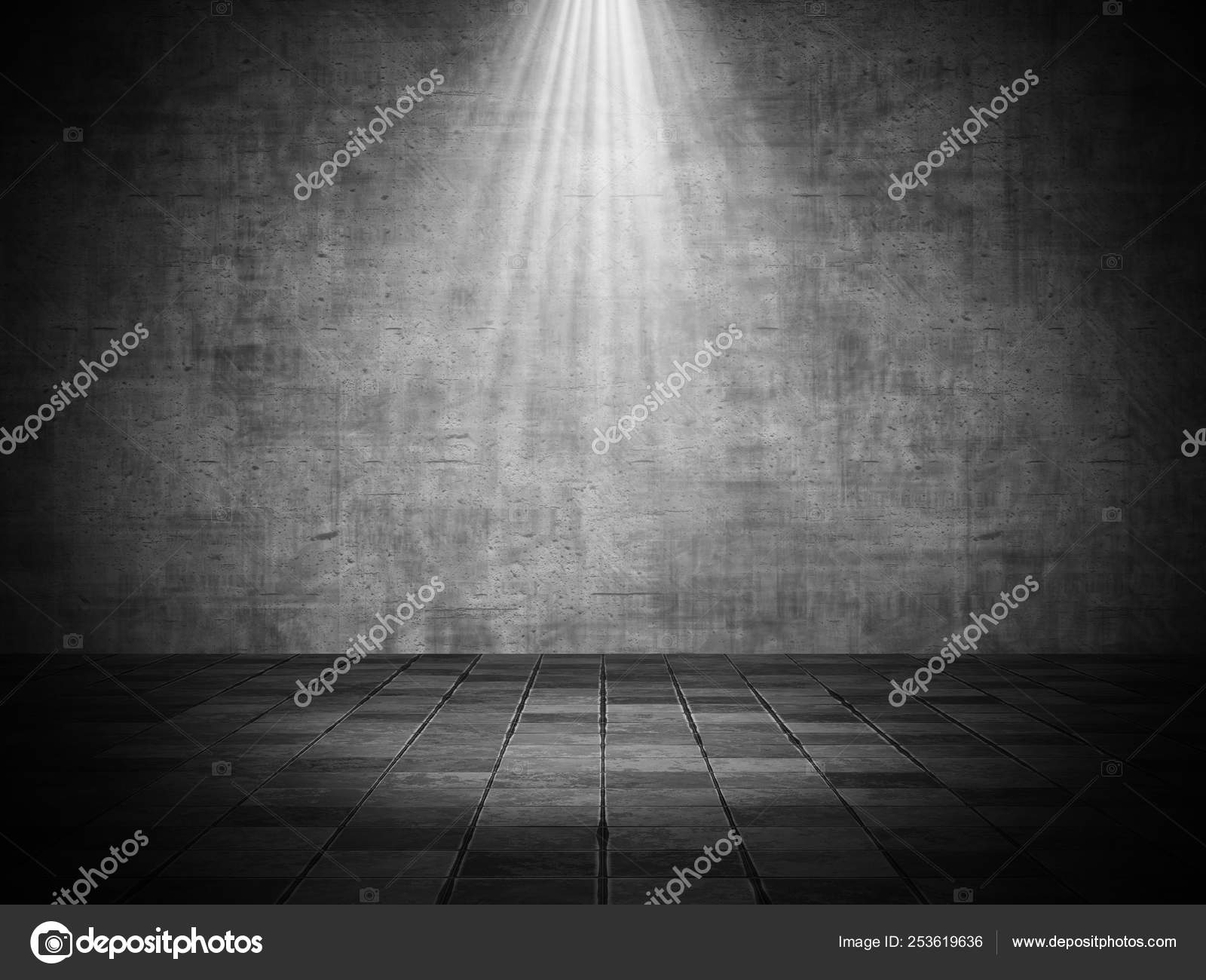 3D grunge interior with spotlight shining down Stock Photo by ...