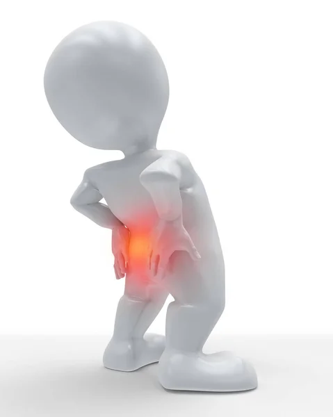 3D-фигура, держащая спину от боли — стоковое фото