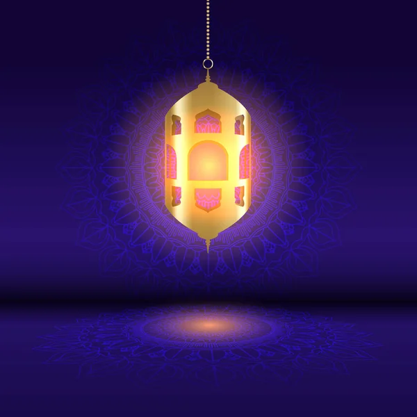 Ramadan background with hanging lantern on mandala design — Stock Vector