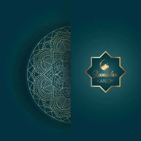 Ramadan Kareem dekoratif latar belakang dengan desain mandala - Stok Vektor
