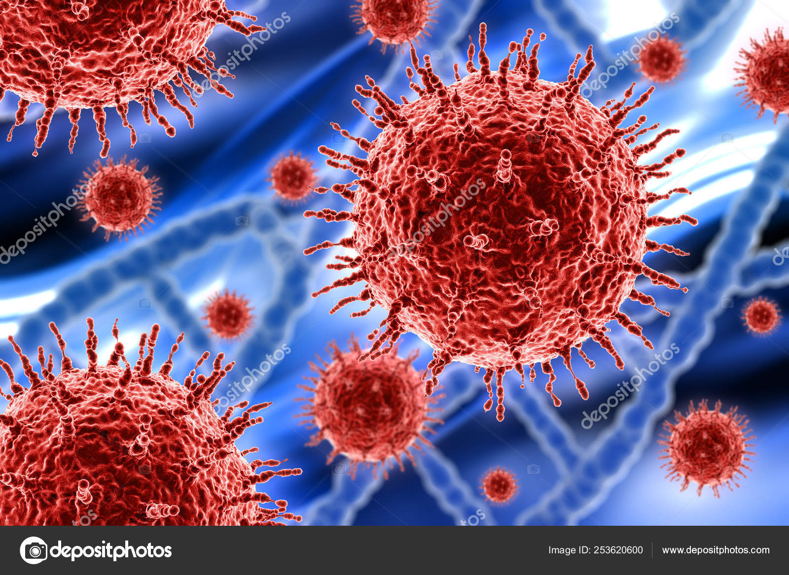 3D medisinsk bakgrunn med abstrakte virusceller – stockfoto © kjpargeter  #253620600, image size:1600x1167