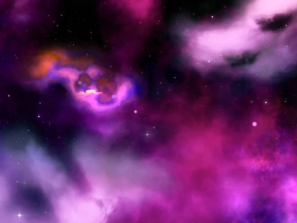 3D abstract night sky with nebula and stars — Stock Photo, Image