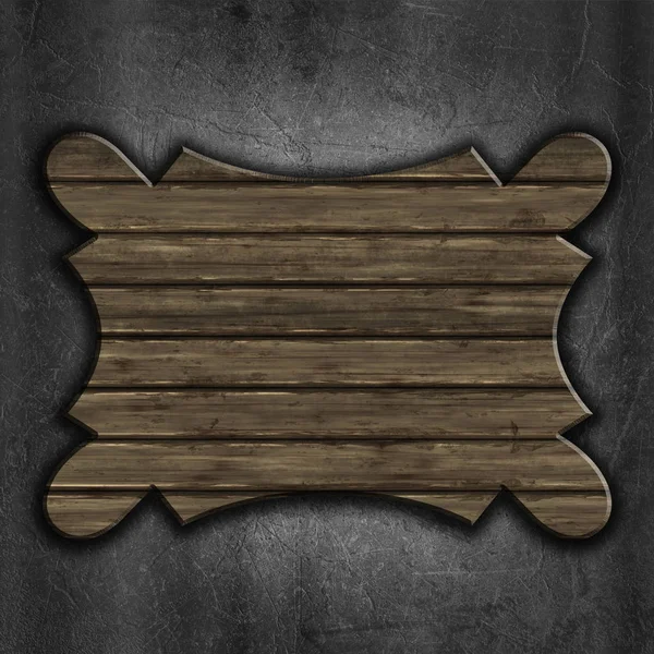 Dřevěný tvar na grunge poškrábaný kovový textury — Stock fotografie