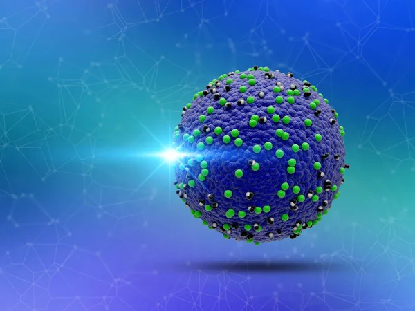 Antecedentes médicos 3D com células de vírus sarampo único — Fotografia de Stock