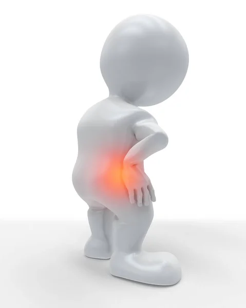 3D figure holding his hip in pain — Stock Photo, Image