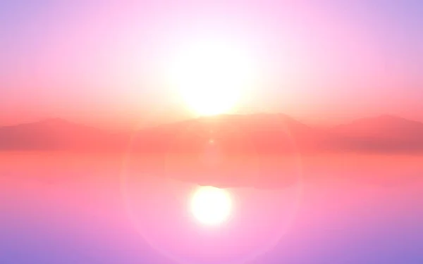 3D Hazy solnedgång Ocean landskap — Stockfoto