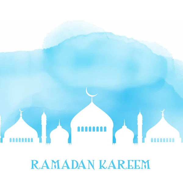 Ramadan Kareem bakgrund med moskén siluett på akvarell — Stock vektor