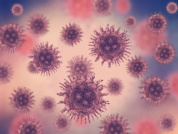 3d 带有病毒细胞的医学图像 — 图库照片