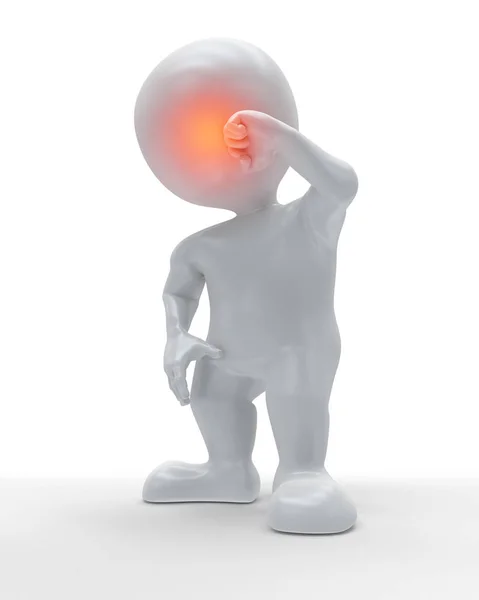 Figura 3D sosteniendo la parte delantera de su cabeza con dolor — Foto de Stock