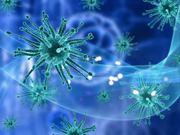 3D медичний фон з абстрактними вірусними клітинами — стокове фото