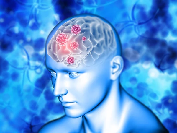 3D medizinischer Hintergrund mit hervorgehobenem Gehirn — Stockfoto