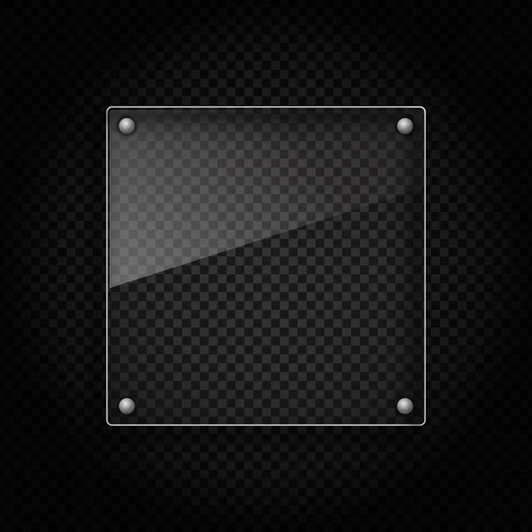 Placa de vidrio sobre fondo metálico — Vector de stock